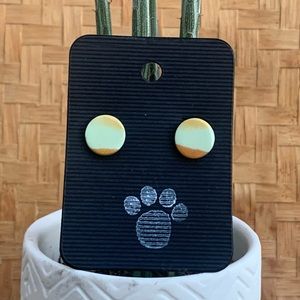 Mint and Gold Mini Stud Clay Earrings